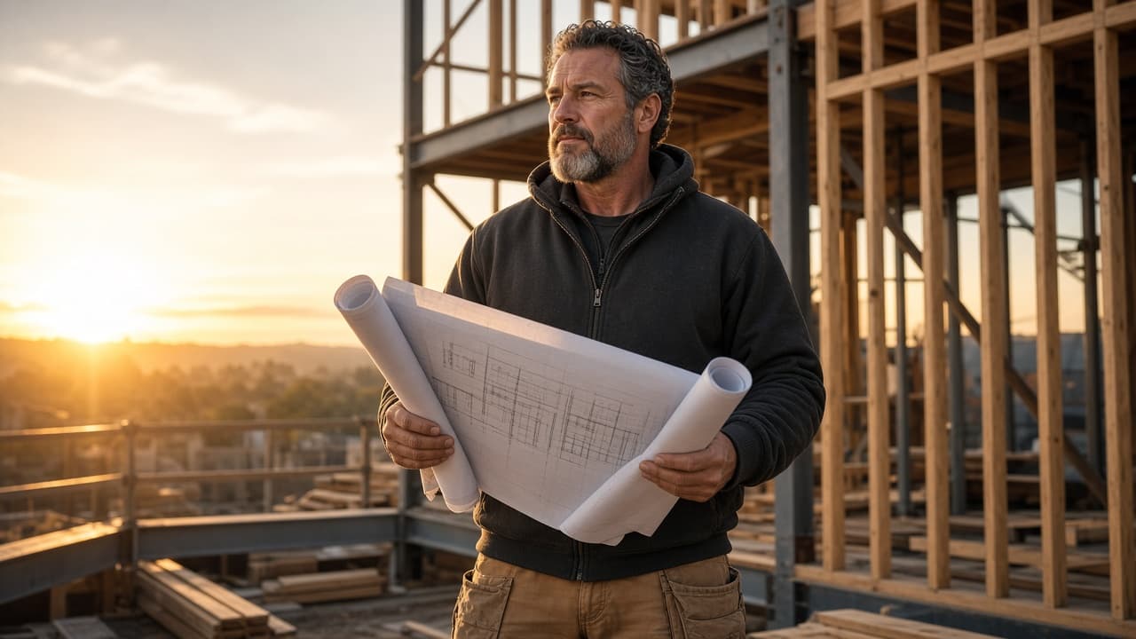 Contractor on a modern building site